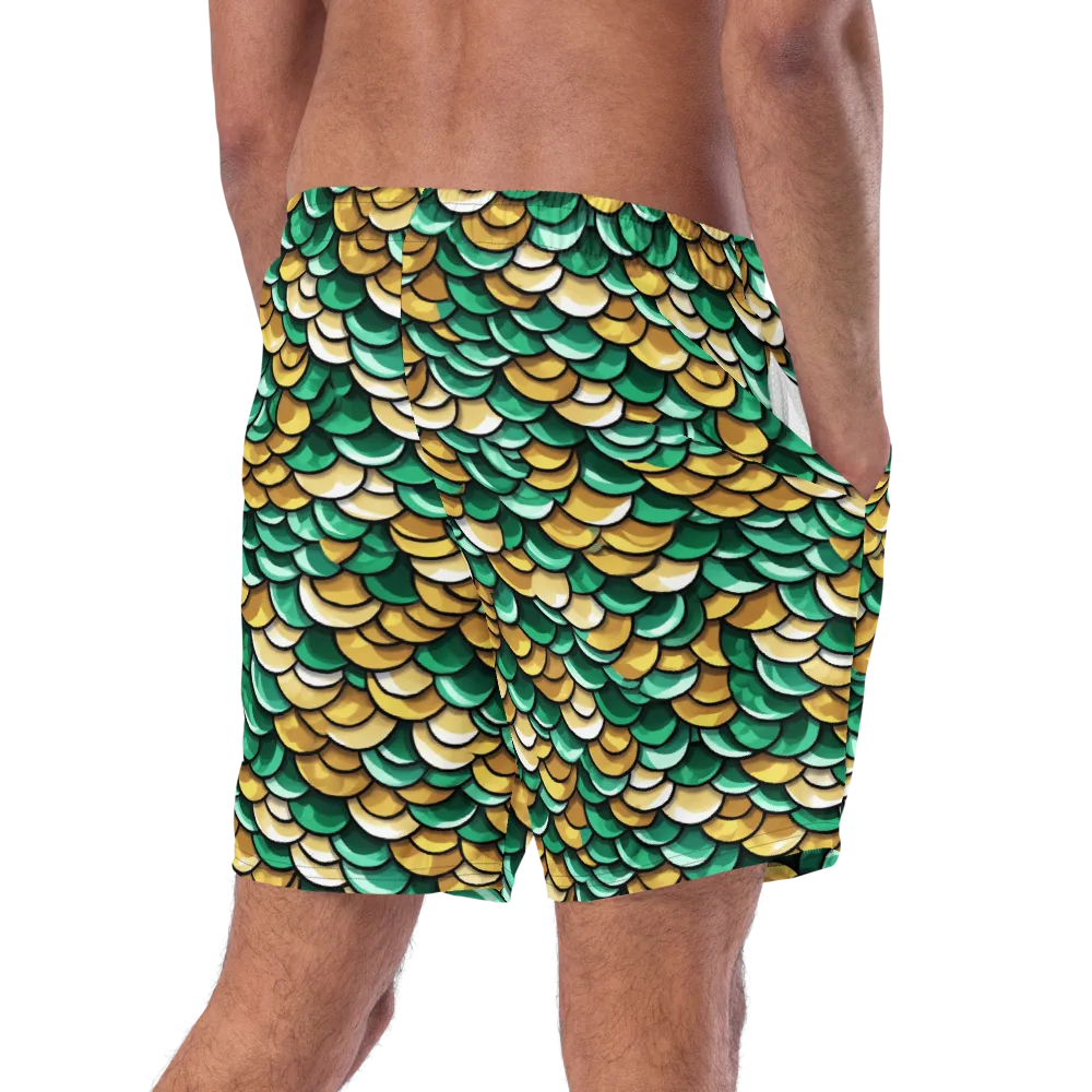 Jade Gilded Scales on Swim Trunks — Right Back