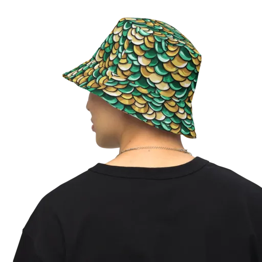 Jade Gilded Scales on a Reversible Bucket Hat