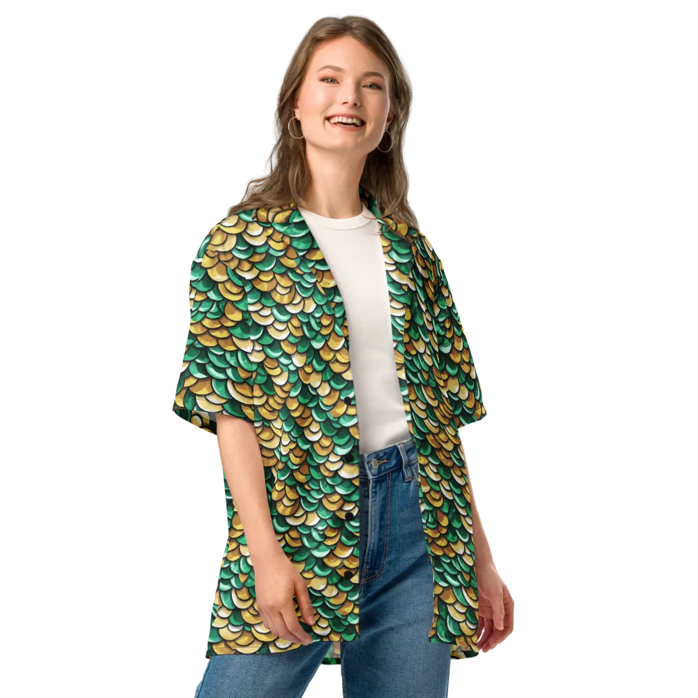 Jade Gilded Scales on Button Shirt — Front