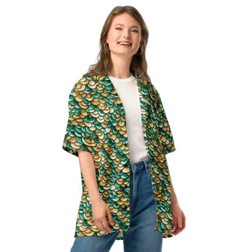 Jade Gilded Scales on a Button Shirt