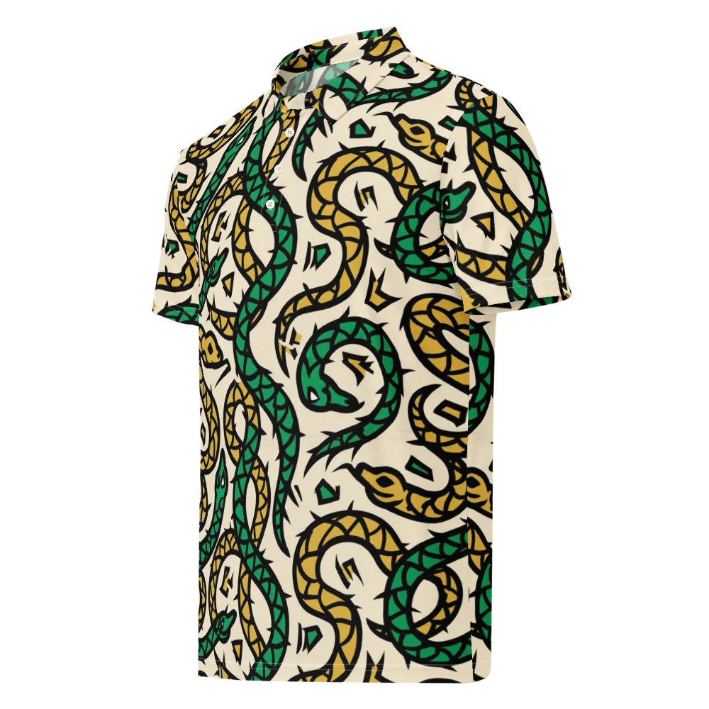 Emerald Coil on Men's Slim Fit Polo Shirt — Left Front