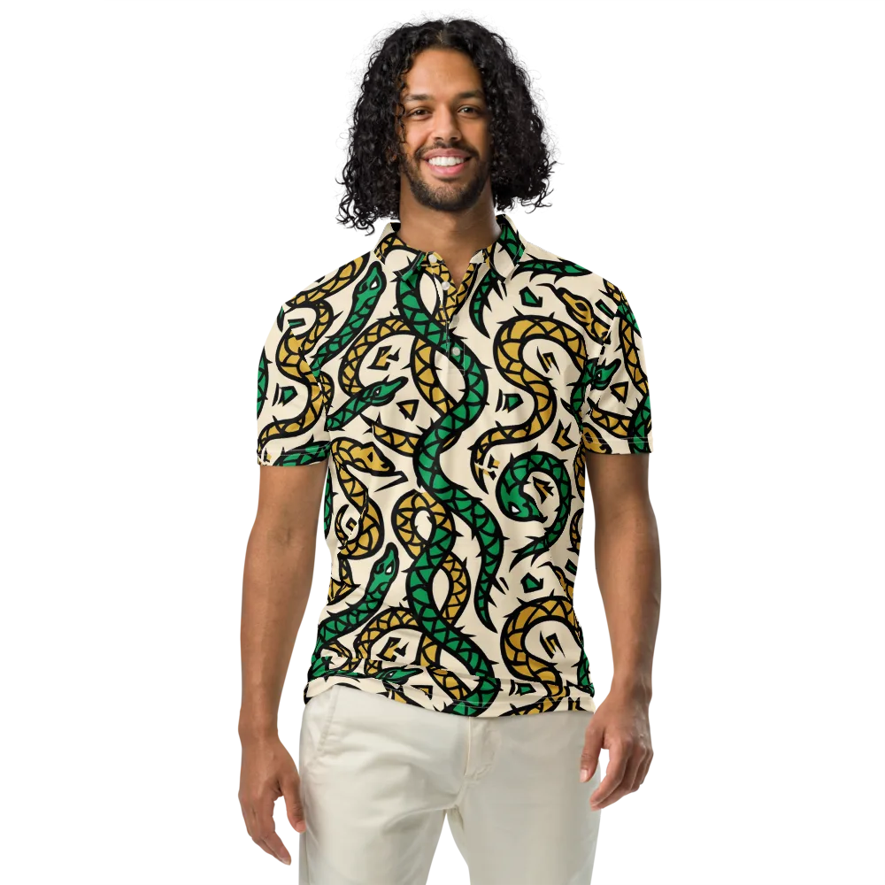 Emerald Coil on Men's Slim Fit Polo Shirt — Front