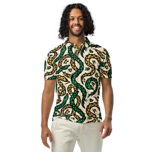Emerald Coil on a Men's Slim Fit Polo Shirt