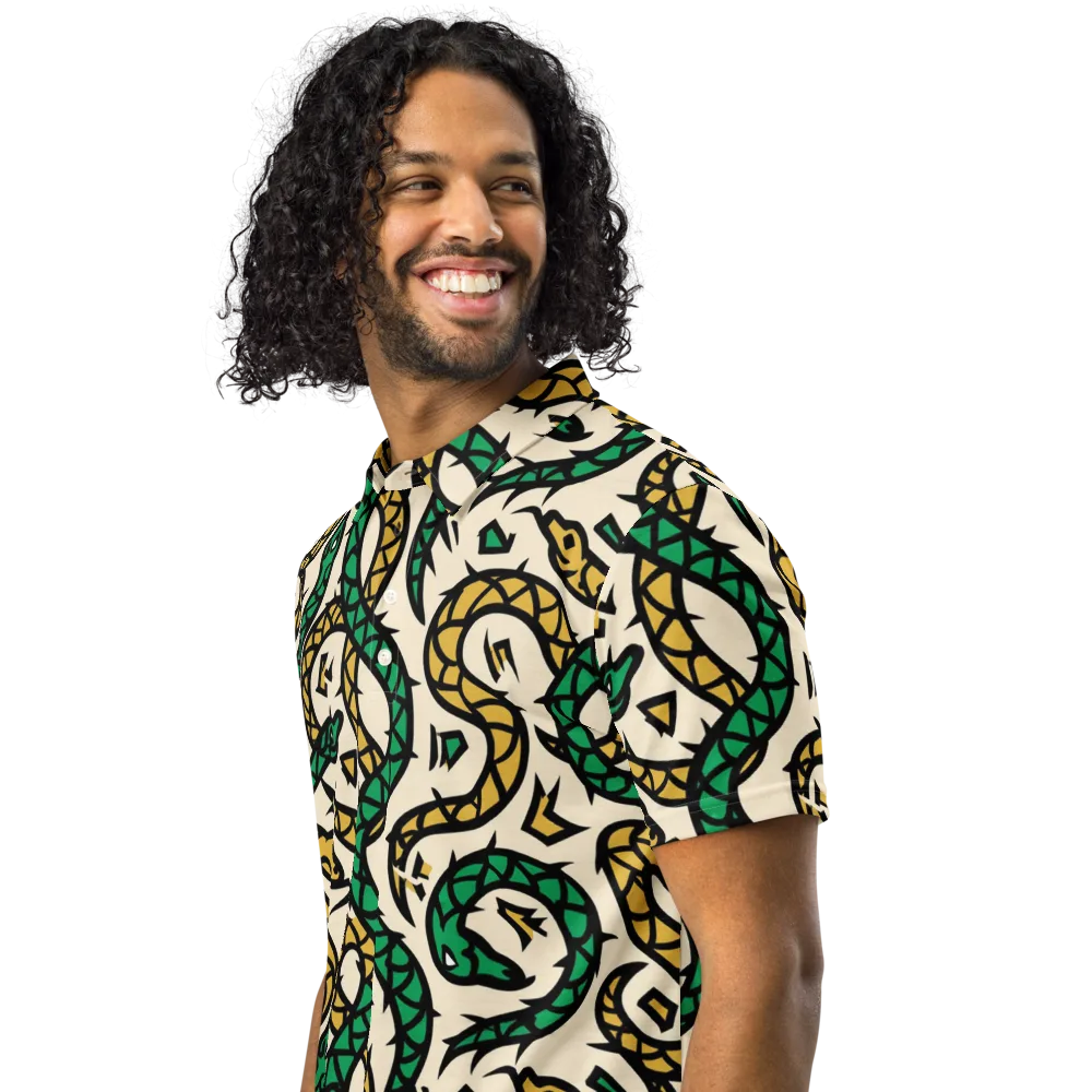 Emerald Coil on Men's Slim Fit Polo Shirt — Left Front