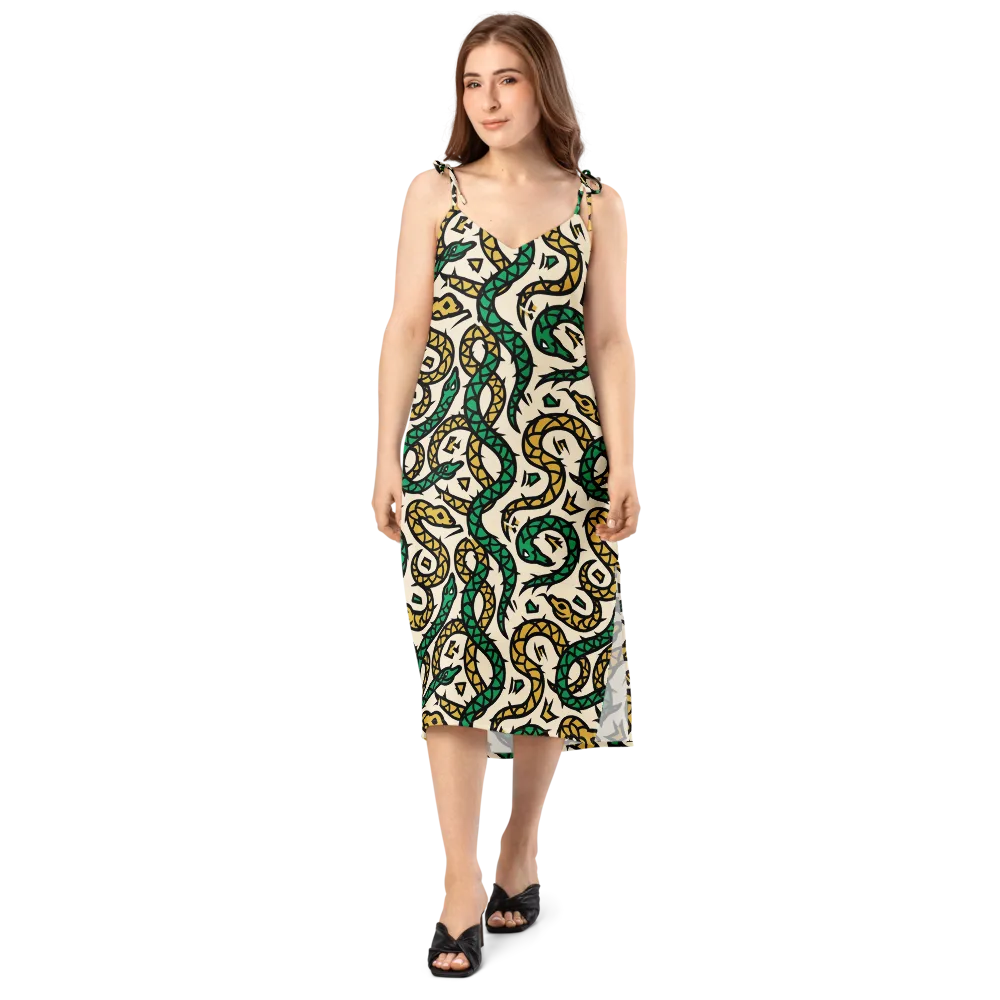 Emerald Coil on Slip Dress — Front