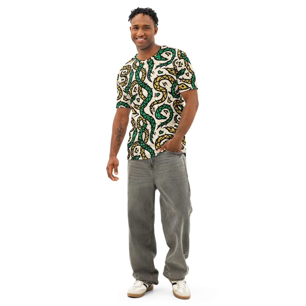 Emerald Coil on Men's Cotton Crew Neck T-Shirt — Front
