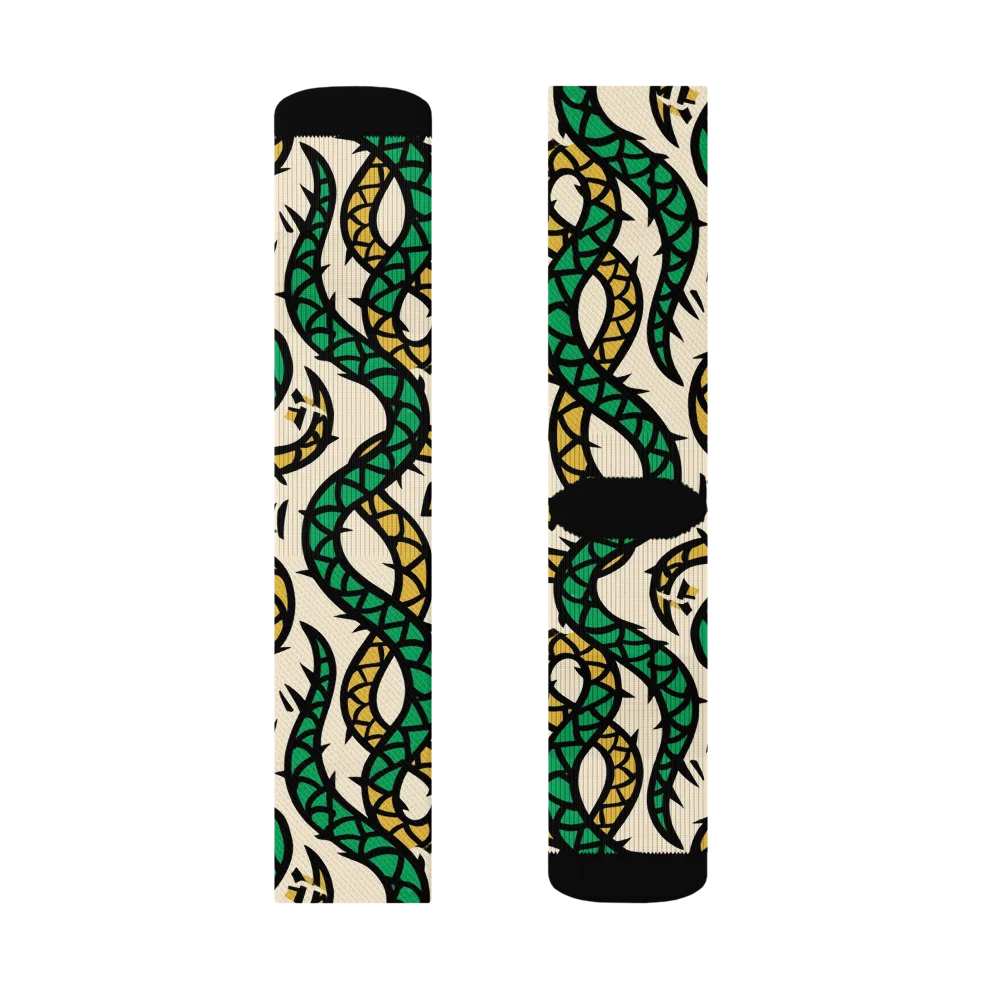 Emerald Coil on Socks — Left Sock