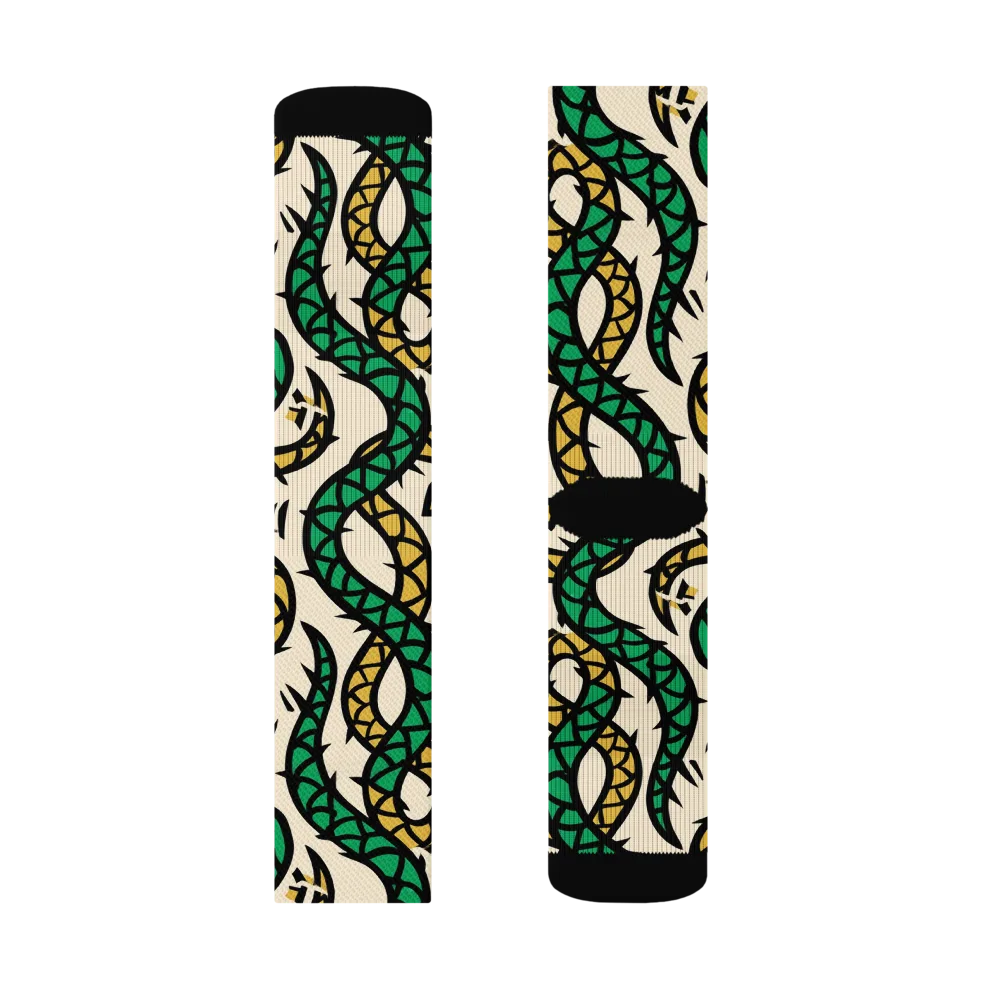 Emerald Coil on Socks — Right Sock
