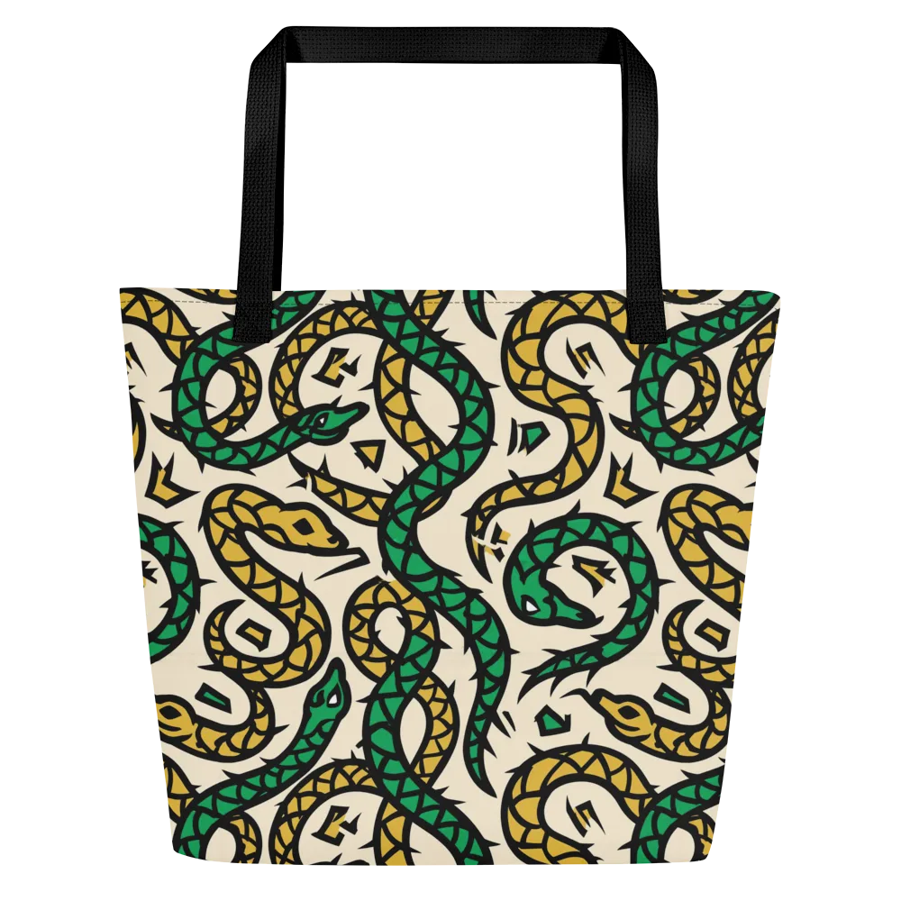 Emerald Coil on Large Tote Bag W/ Pocket — Front