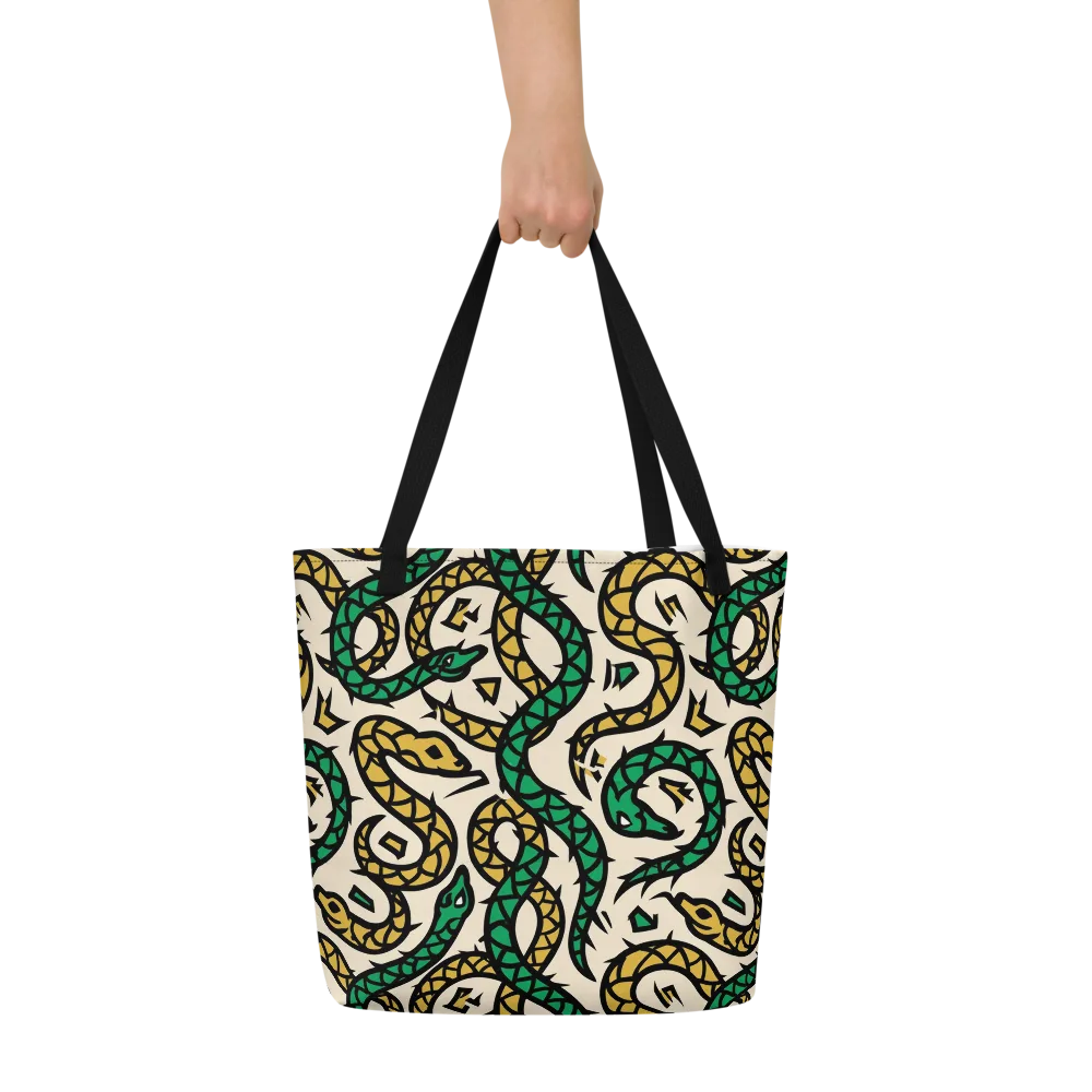 Emerald Coil on Large Tote Bag W/ Pocket — Front
