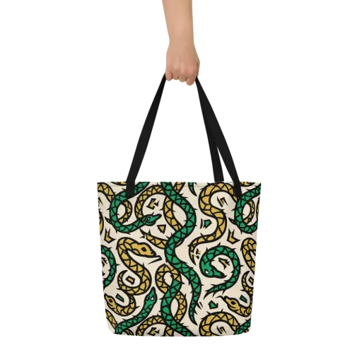 Emerald Coil on a Large Tote Bag W/ Pocket