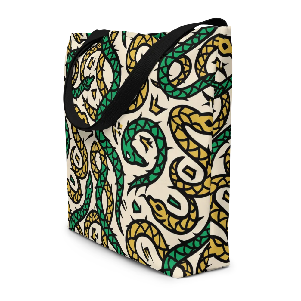 Emerald Coil on Large Tote Bag W/ Pocket — Front