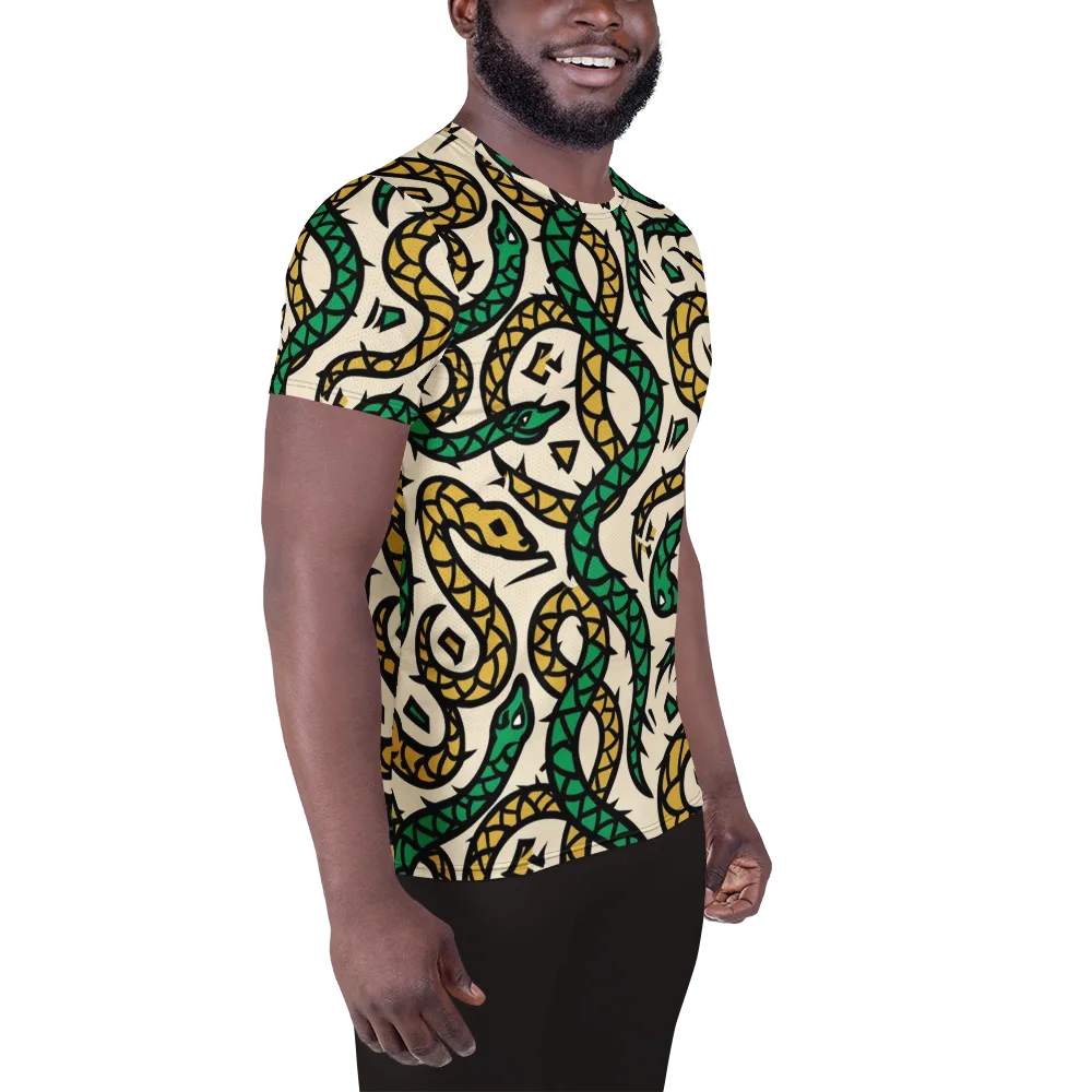 Emerald Coil on Men's Athletic T-Shirt — Right