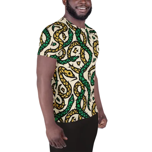 Emerald Coil on a Men's Athletic T-Shirt