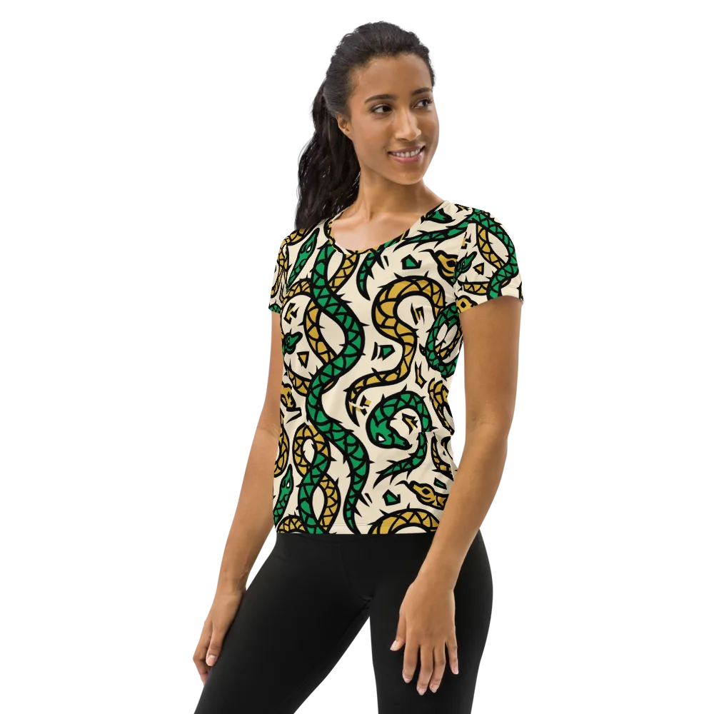 Emerald Coil on Women's Athletic T-Shirt — Left