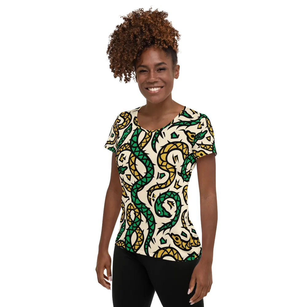 Emerald Coil on Women's Athletic T-Shirt — Left