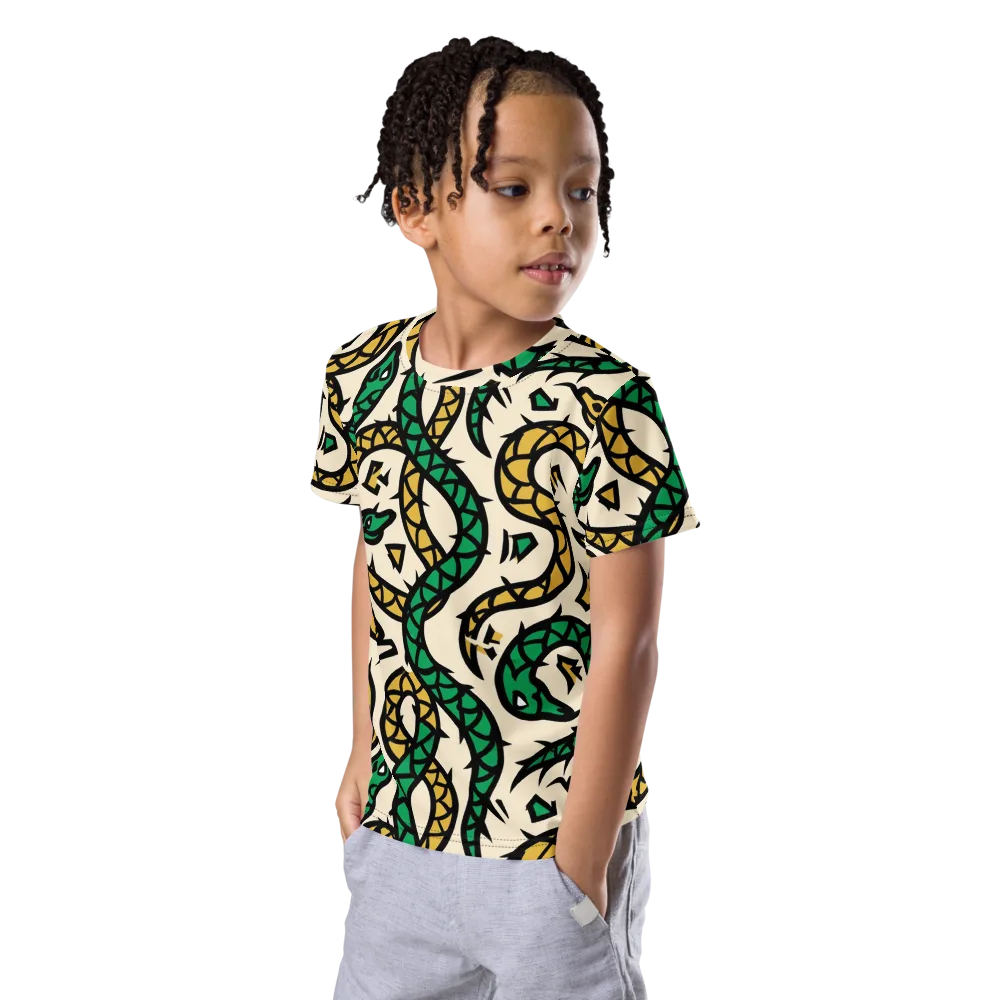 Emerald Coil on Kids Crew Neck T-Shirt — Left Front