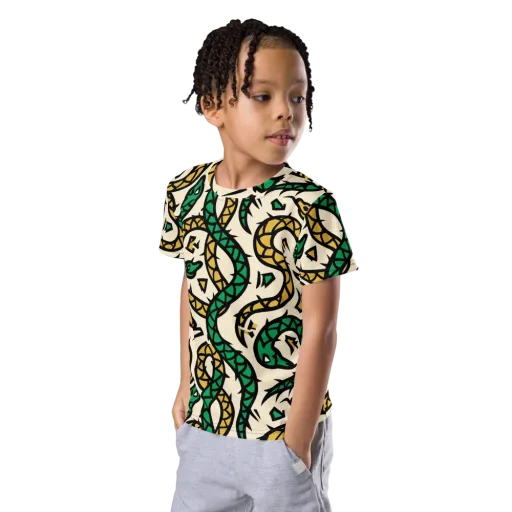 Emerald Coil on a Kids Crew Neck T-Shirt
