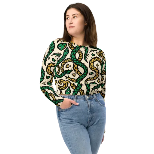 Emerald Coil on a Long Sleeve Crop Top