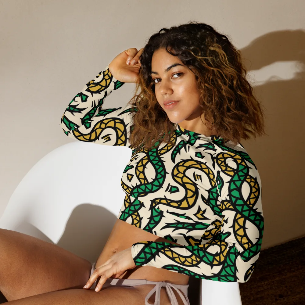 Emerald Coil on Long Sleeve Crop Top — Left Front