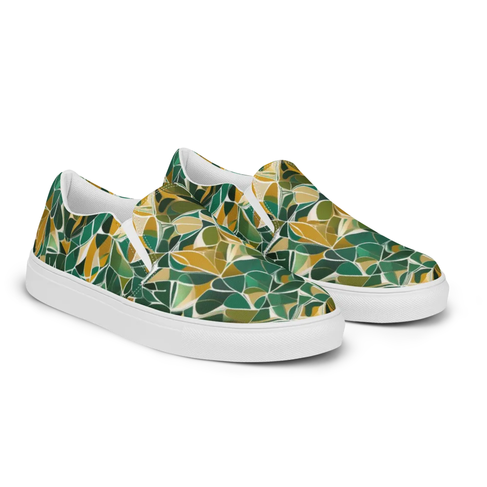 Olive Prism on Men's Slip-On Canvas Shoes — Right Front
