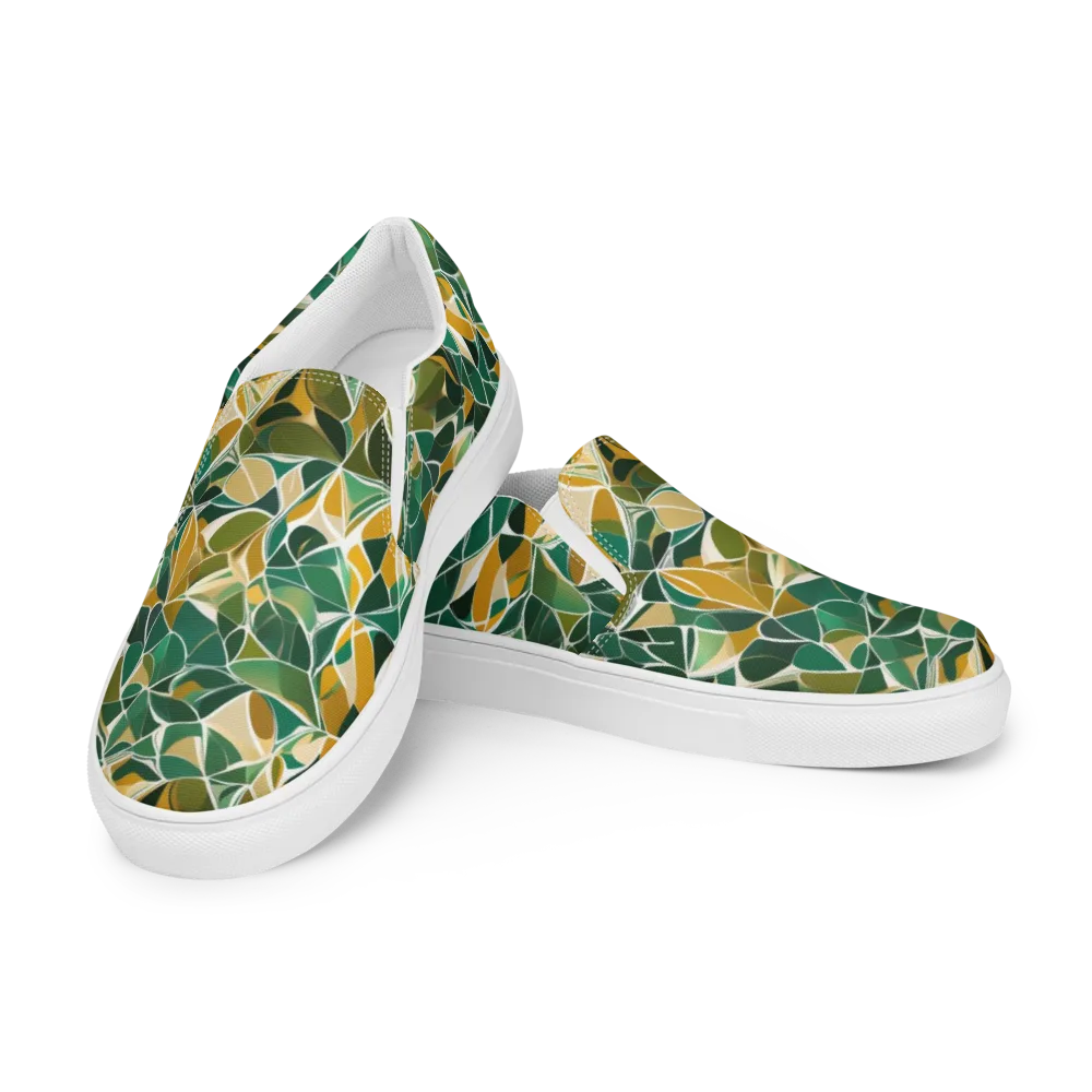 Olive Prism on Men's Slip-On Canvas Shoes — Left Front