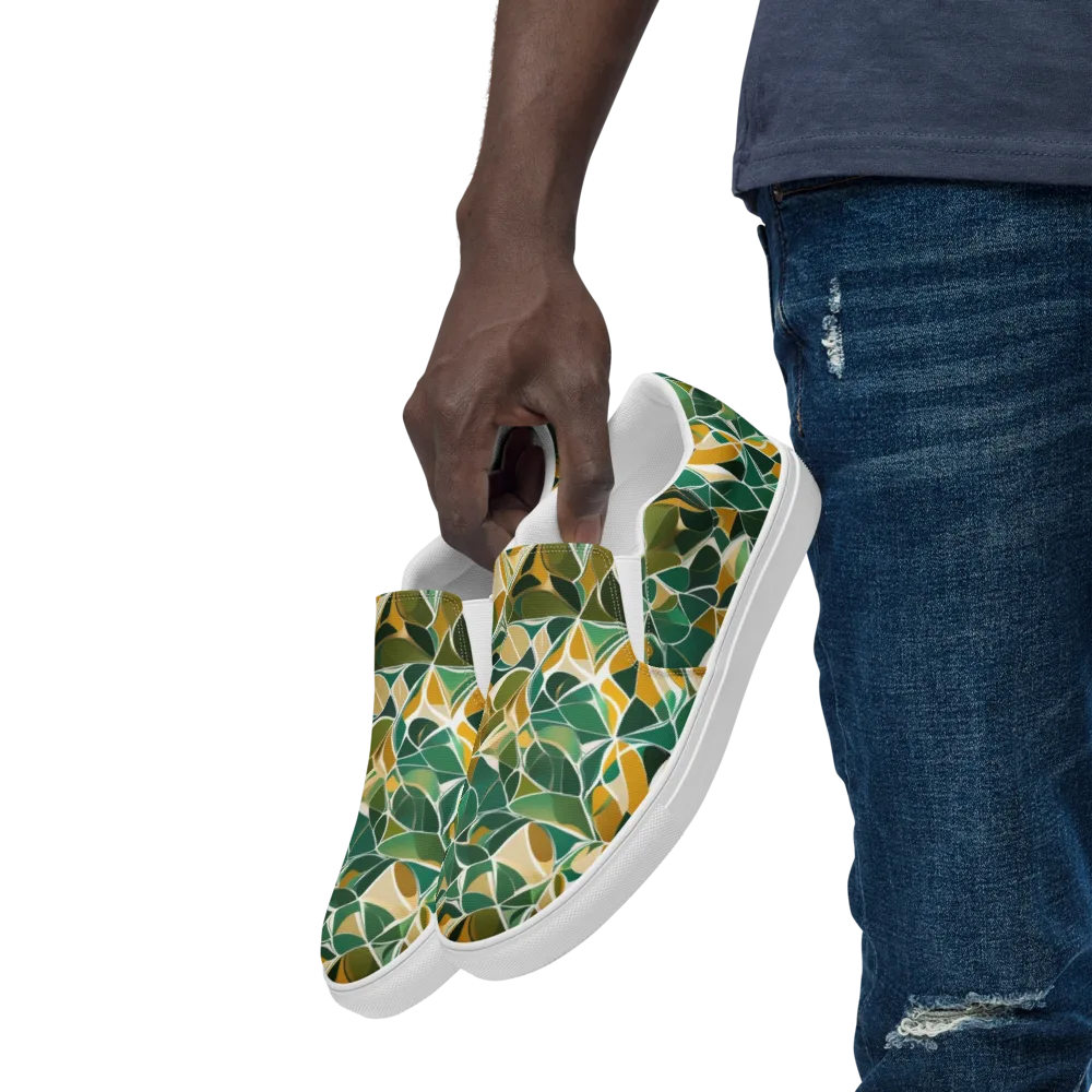 Olive Prism on Men's Slip-On Canvas Shoes — Left Front