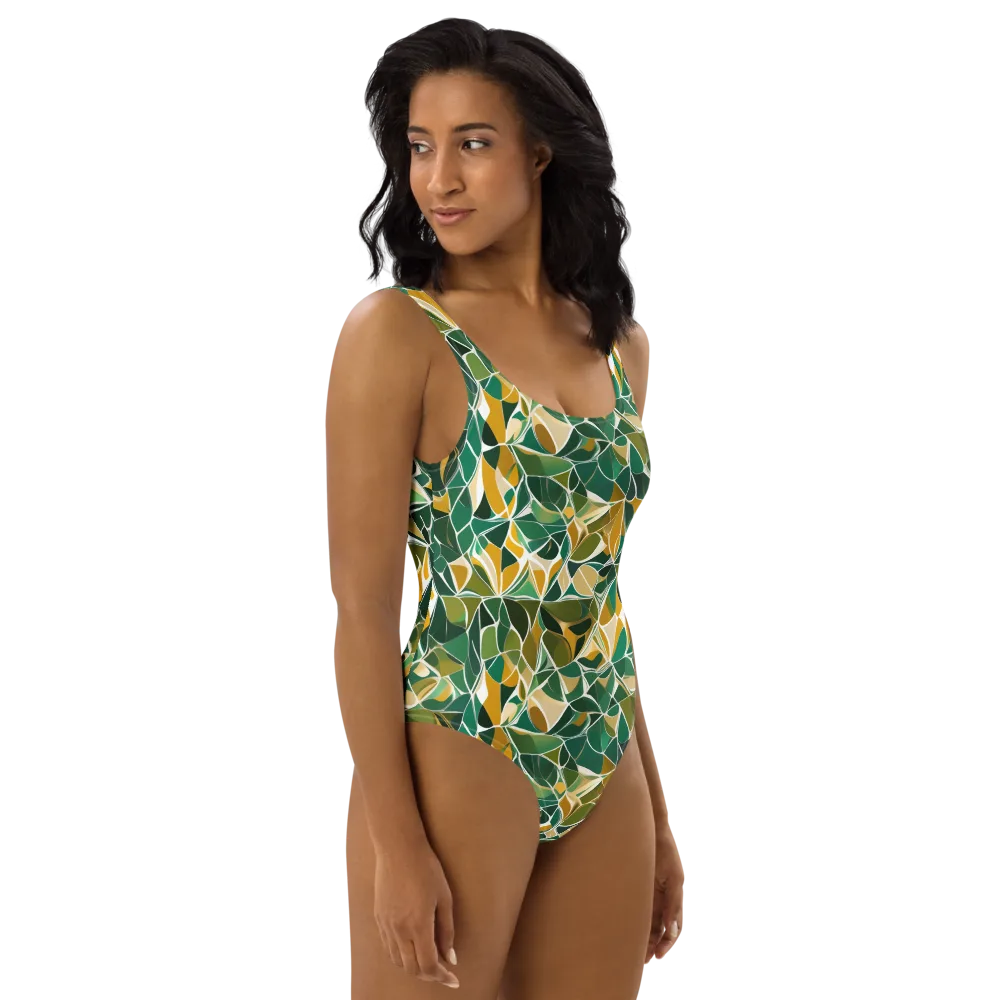 Olive Prism on One-Piece Swimsuit — Right
