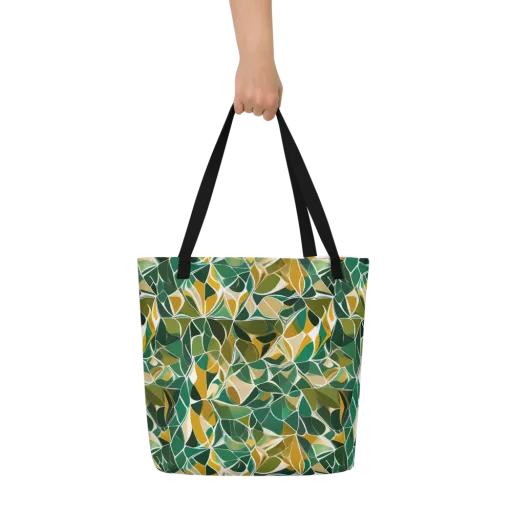 Olive Prism on a Large Tote Bag W/ Pocket