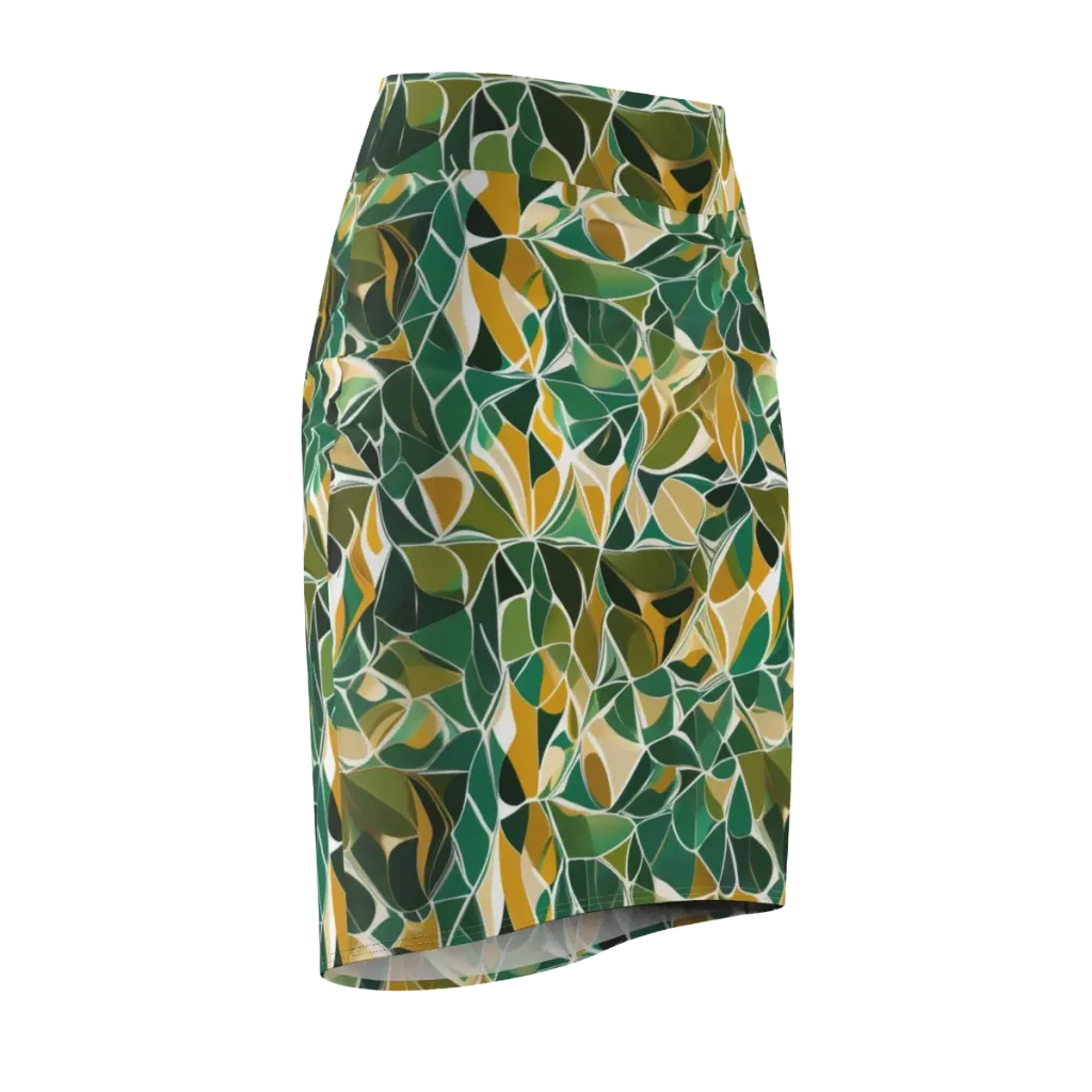 Olive Prism on Pencil Skirt — Front Side