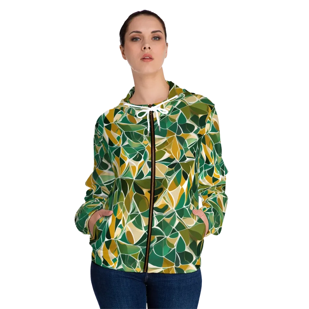 Olive Prism on Women's Full-Zip Hoodie — Front On Person