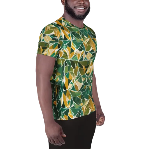 Olive Prism on a Men's Athletic T-Shirt