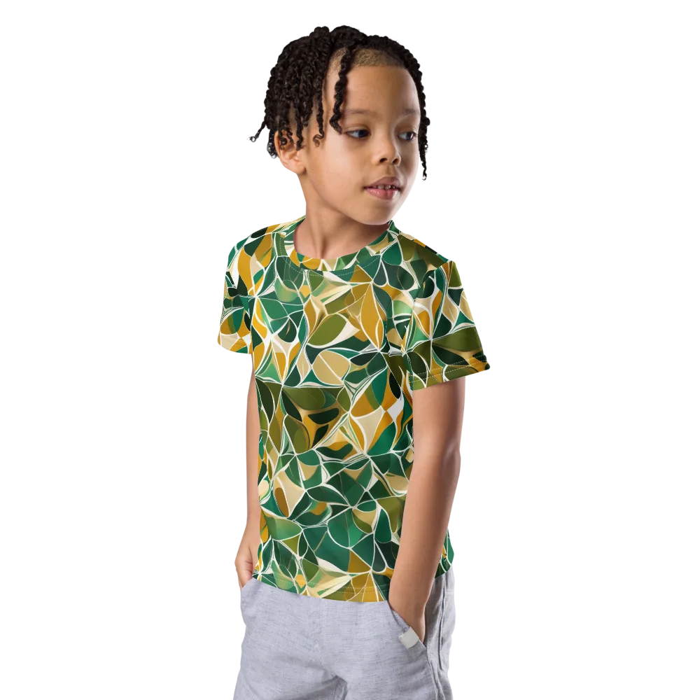 Olive Prism on Kids Crew Neck T-Shirt — Left Front