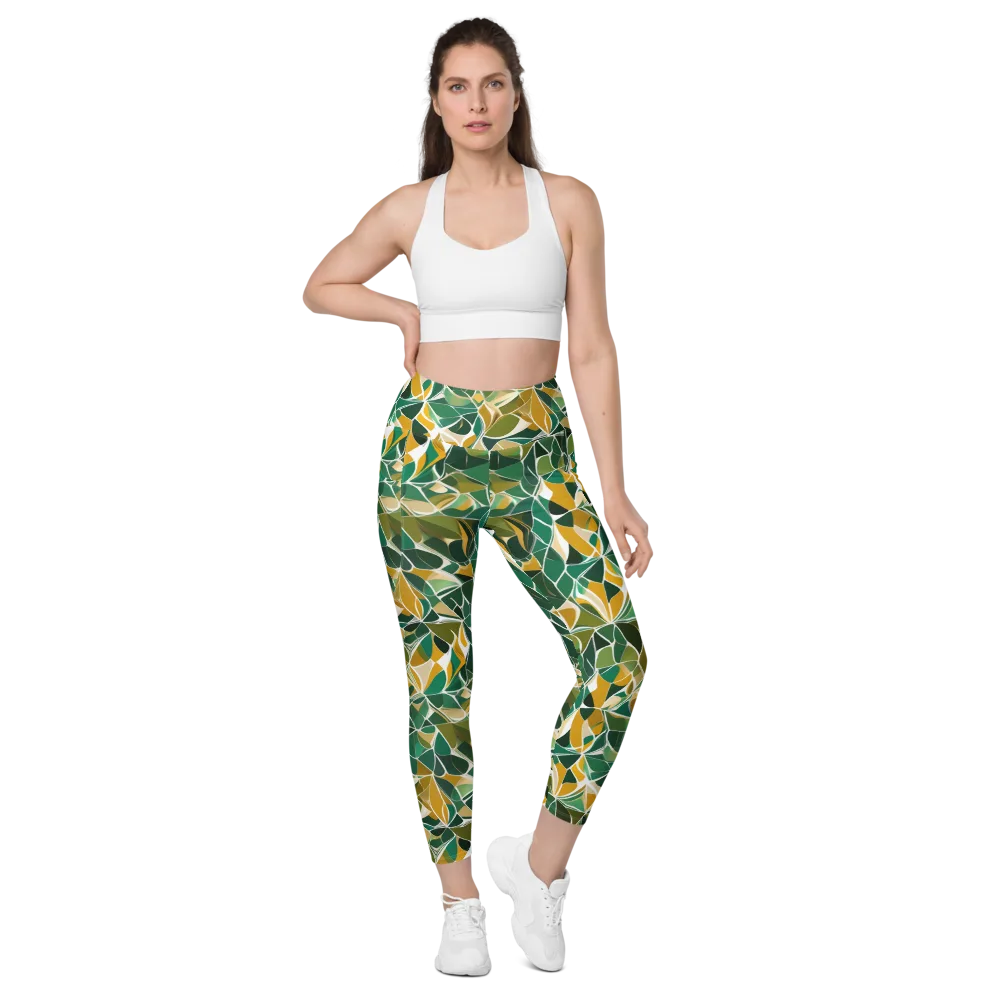 Olive Prism on Leggings with Pockets — Front