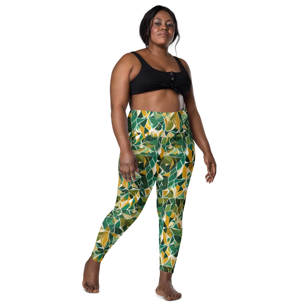 Olive Prism on Leggings with Pockets — Front
