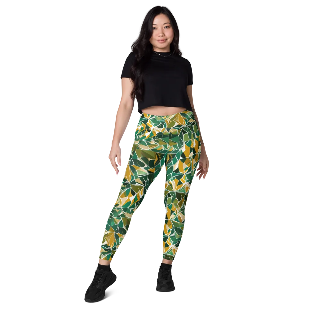 Olive Prism on Leggings with Pockets — Front