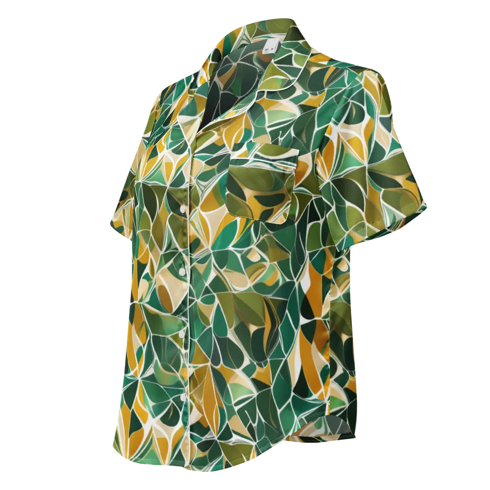 Olive Prism on Women's Short Sleeve Pajama Top — Left Front