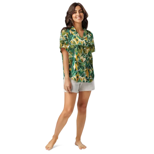 Olive Prism on a Women's Short Sleeve Pajama Top