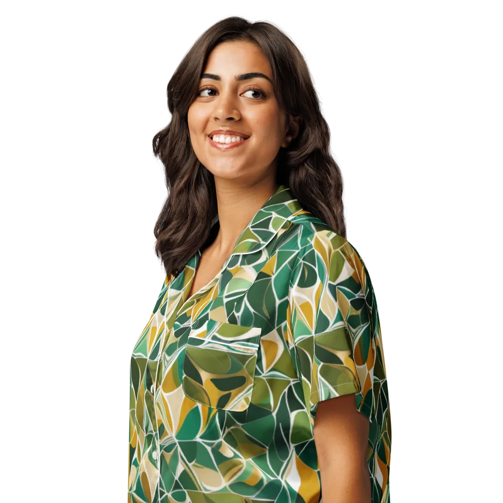 Olive Prism on Women's Short Sleeve Pajama Top — Left Front