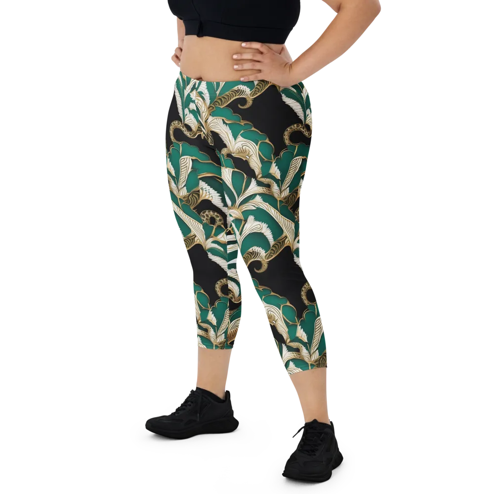 Emerald Serpent Garden on Capri Leggings — Front