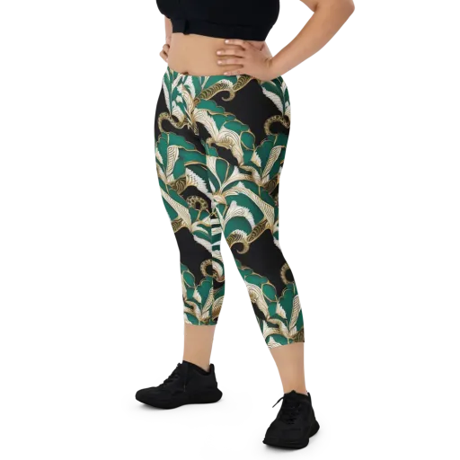 Emerald Serpent Garden on a Capri Leggings