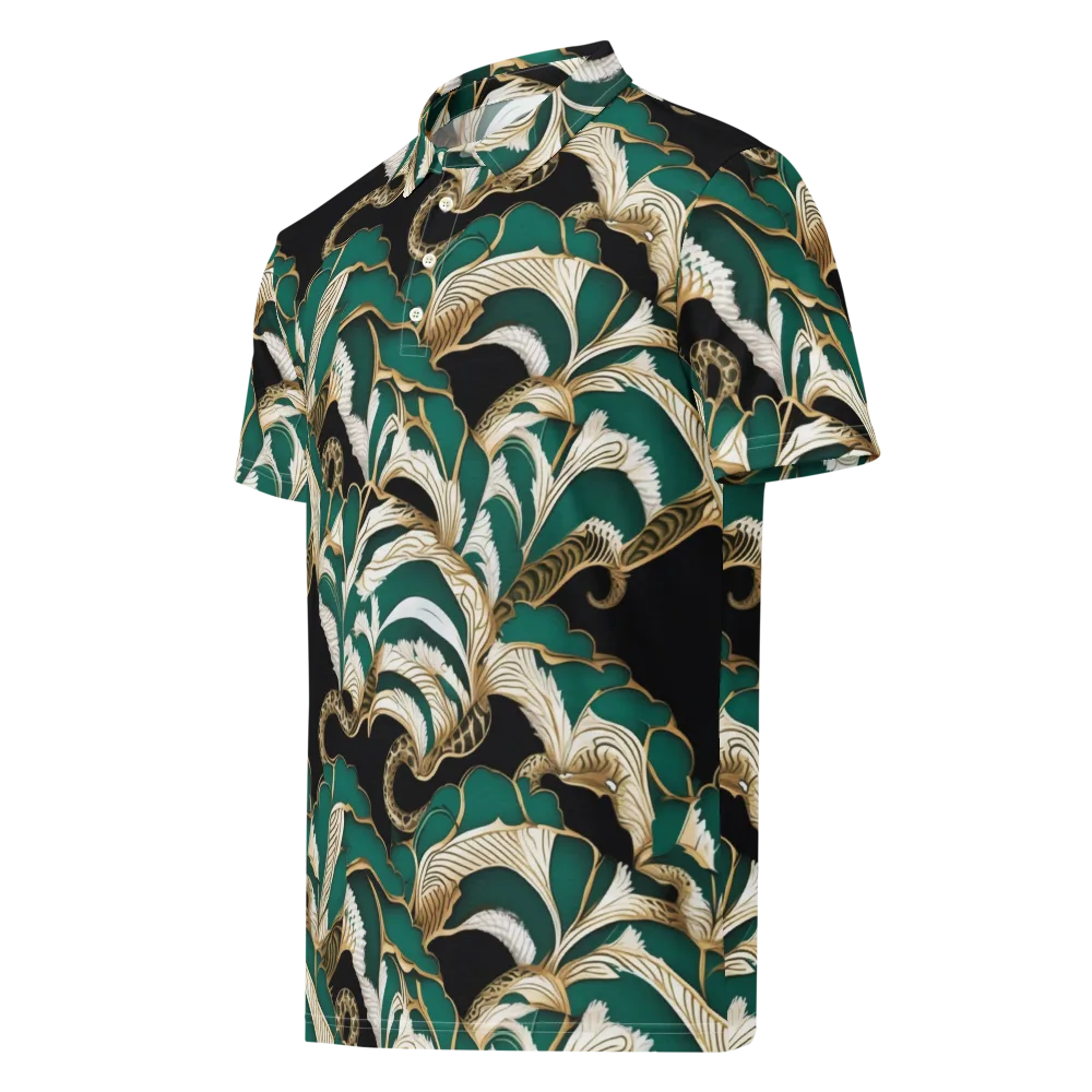 Emerald Serpent Garden on Men's Slim Fit Polo Shirt — Left Front