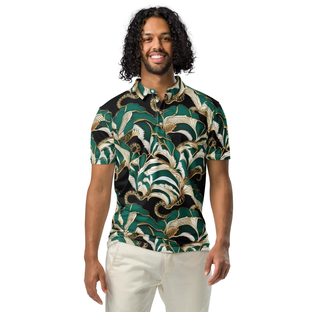 Emerald Serpent Garden on Men's Slim Fit Polo Shirt — Front