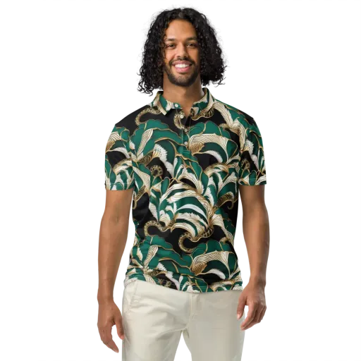 Emerald Serpent Garden on a Men's Slim Fit Polo Shirt
