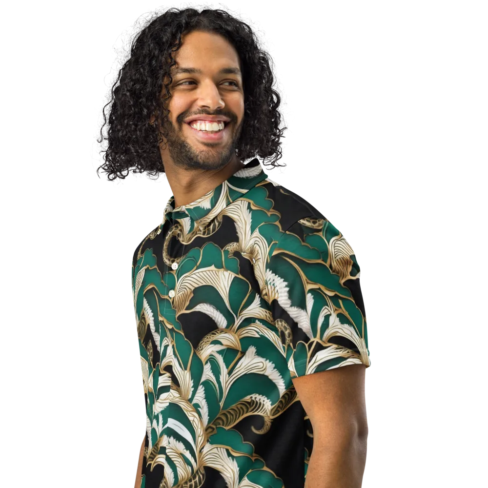 Emerald Serpent Garden on Men's Slim Fit Polo Shirt — Left Front