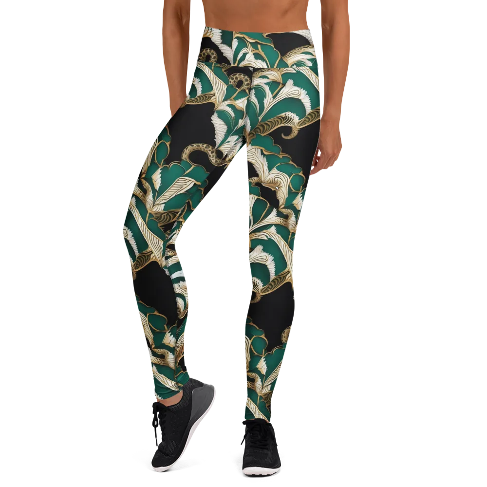 Emerald Serpent Garden on Yoga Leggings — Front