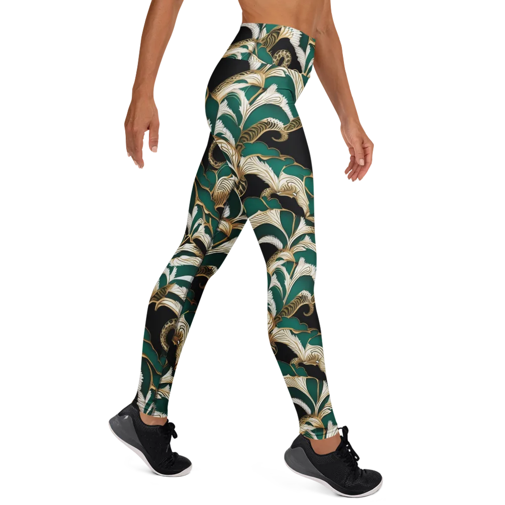 Emerald Serpent Garden on Yoga Leggings — Right