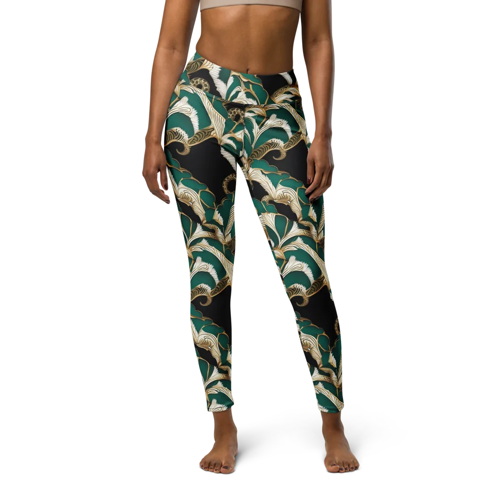Emerald Serpent Garden on Yoga Leggings — Front