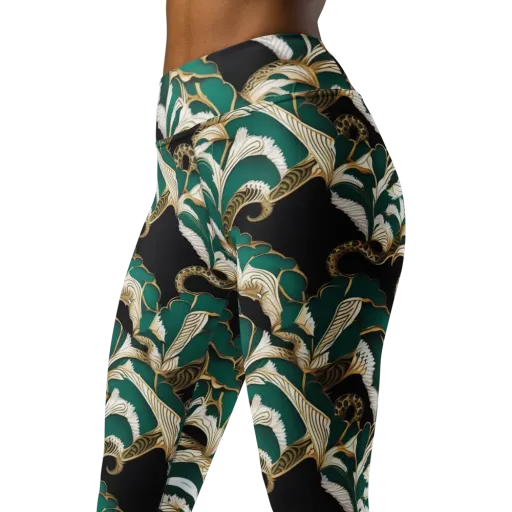 Emerald Serpent Garden on a Yoga Leggings