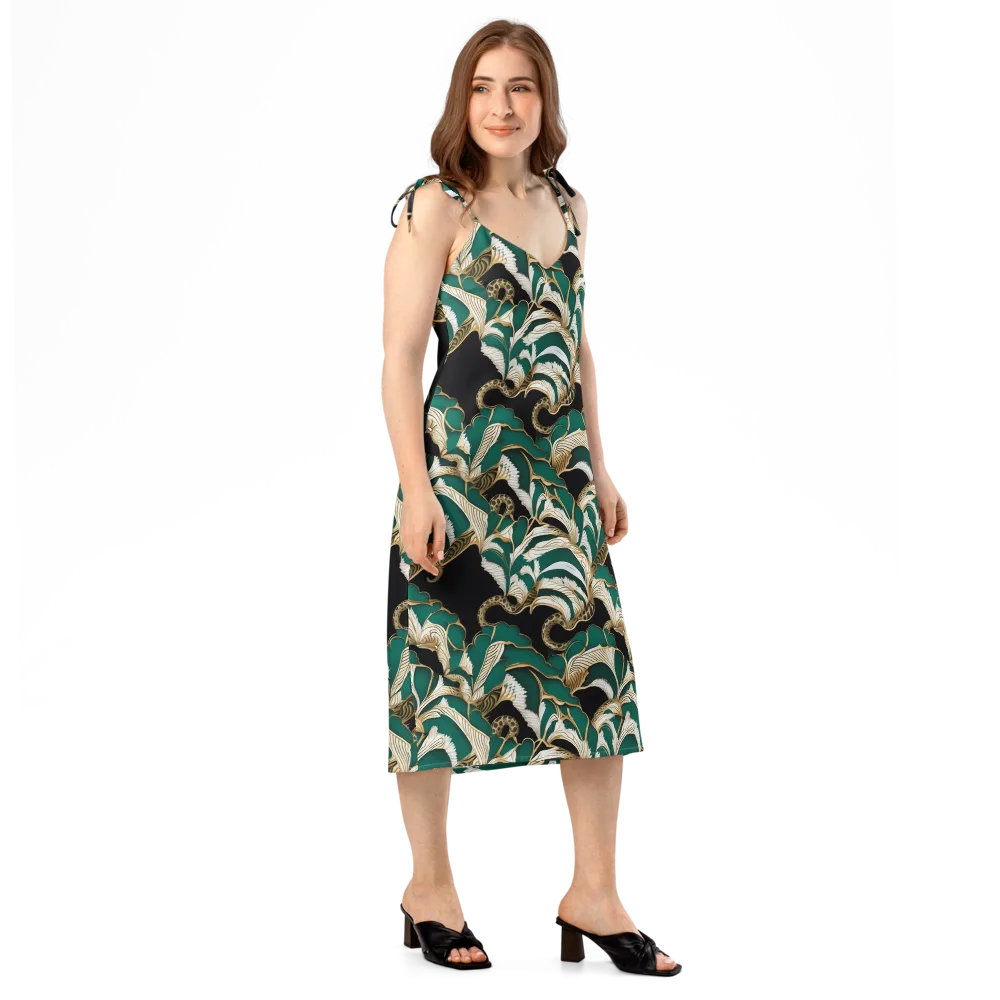 Emerald Serpent Garden on Slip Dress — Right Front